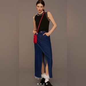 Anthropologie Black Sleeveless Sweater with White Details